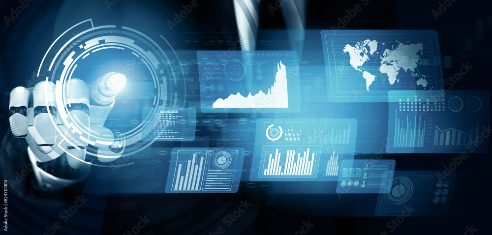 Aufkleber mlb futuristic robot technology development, artificial intelligence ai, and machine learning concep