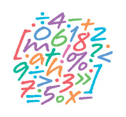 colorful numbers and math symbols. math background for business and education