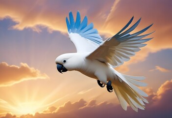 A graceful cockatoo in flight its white feathers s
