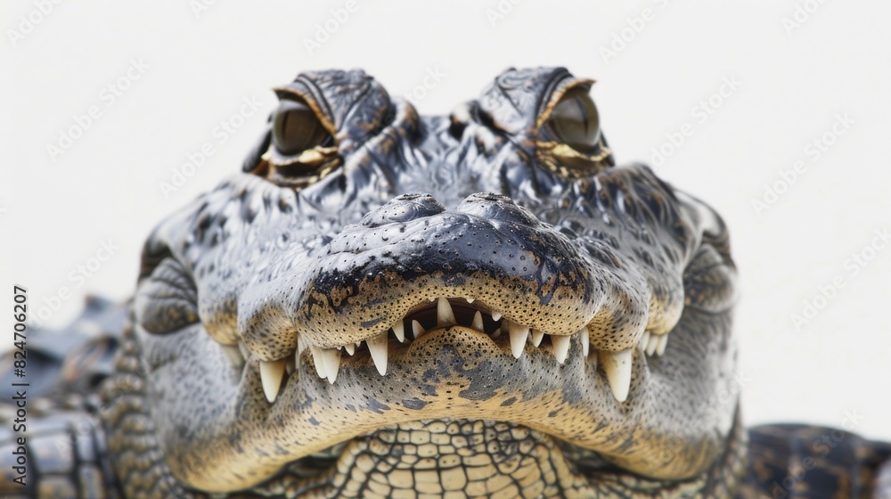 Poster close up of an alligator with its mouth open, suitable for wildlife and nature concepts