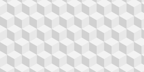 Abstract white and gray style minimal blank cubic. Geometric pattern illustration mosaic, square and triangle wallpaper. Seamless cube technology business concept.	