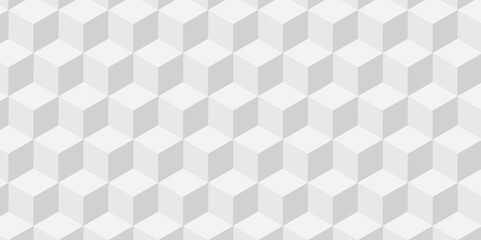 Abstract white and gray style minimal blank cubic. Geometric pattern illustration mosaic, square and triangle wallpaper. Seamless cube technology business concept.	