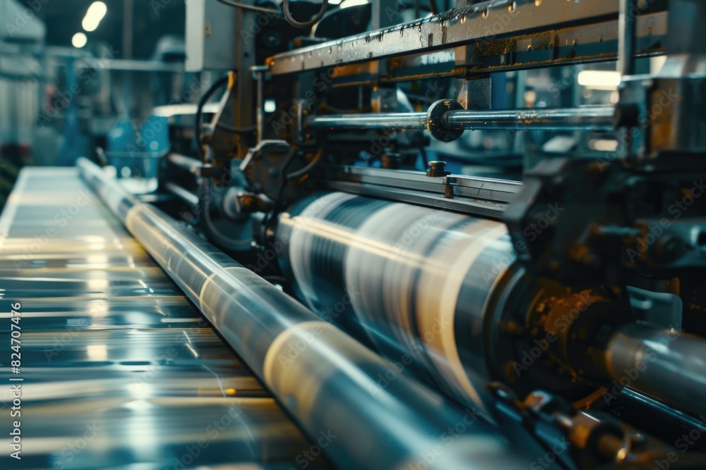 Aufkleber detailed view of a machine in a factory, suitable for industrial concepts