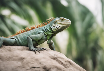 Fototapeta premium Iguana delicatissima, isolated white background. 
