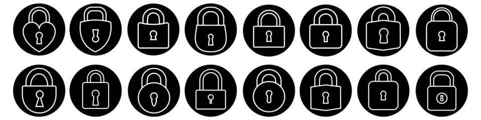 Lock Icon Vector set on white background. protection illustration sign collection. Padlock symbol.