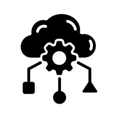 Easy to edit glyph icon of cloud computing 