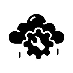 Easy to edit solid icon of cloud management 