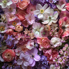  a bouquet of pink and white roses blooms with timeless grace. Each petal whispers tales of romance, their soft hues blending in harmony like a painter's masterpiece