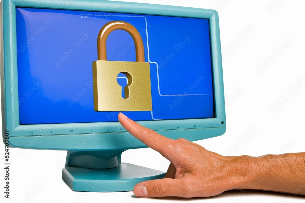 Poster high tech cloud security illustration featuring multiple devices and secure network integration in a