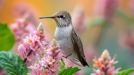 Closeup shot of a Hummingbird perched on a plant