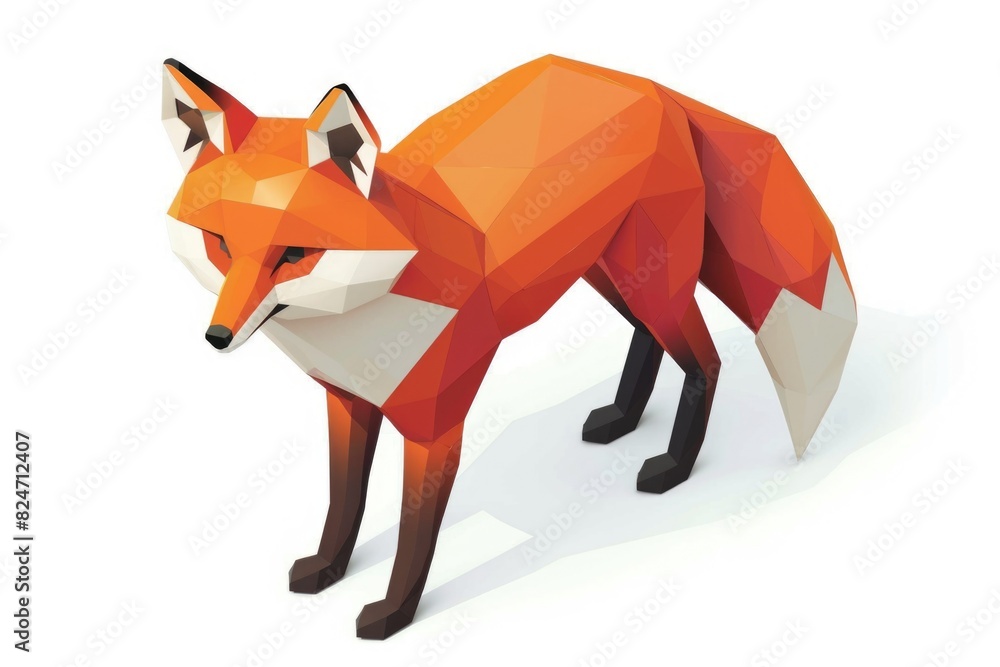 Aufkleber a red fox standing on a white surface. suitable for various nature and animal-themed projects