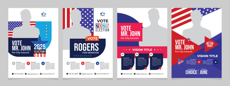 Modern political election flyer design template, creative layout vote campaign presidential election brochure cover leaflet vector layout design.