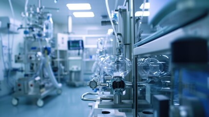 A room filled with various bottles and equipment. Suitable for science and research concepts