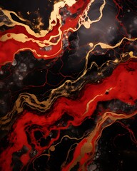 Gold, black, and red marble background