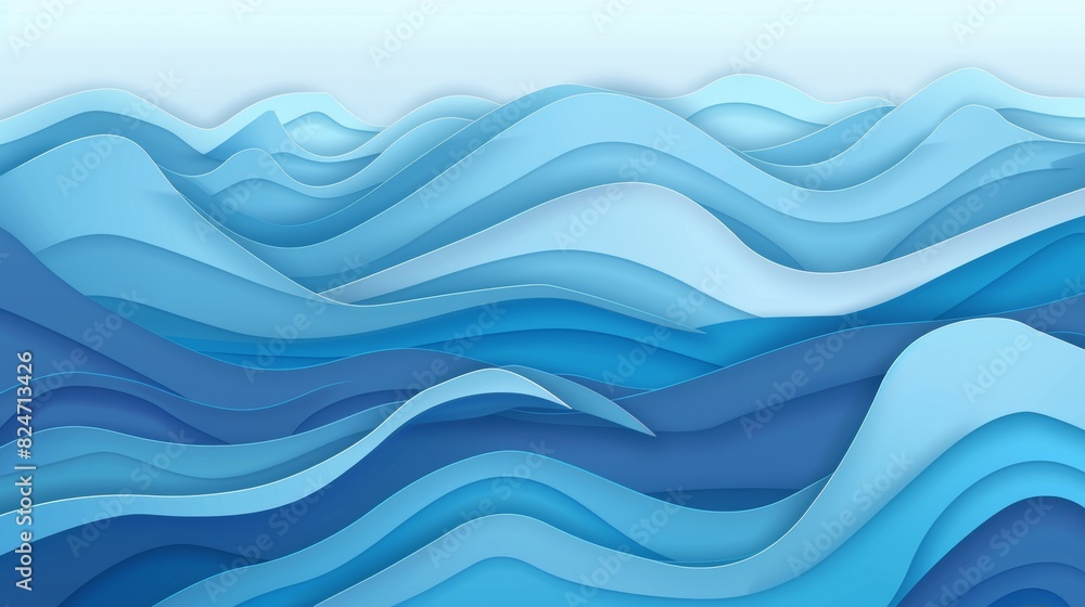 Wall mural the background is a water wave design with a copy space. the illustration is an abstract multilayere