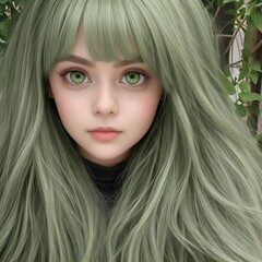 Excited green eyes of a beautiful girl
