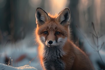 Obraz premium A close up of a fox in the snow, perfect for wildlife themes