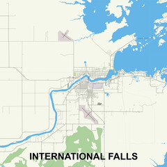 International Falls, Minnesota, United States map poster art