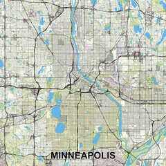 Minneapolis, Minnesota, United States map poster art