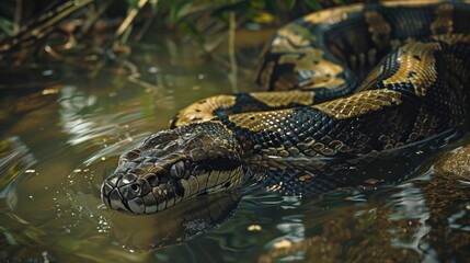 Fototapeta premium A large snake in a body of water. Suitable for nature and wildlife concepts