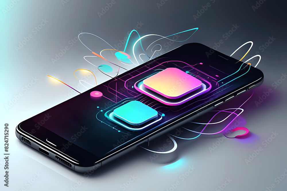 Aufkleber abstract mobile technology. wireless data network and connection technology concept. high-speed, fut