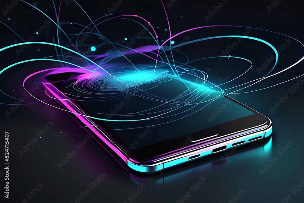 Aufkleber abstract mobile technology. wireless data network and connection technology concept. high-speed, fut