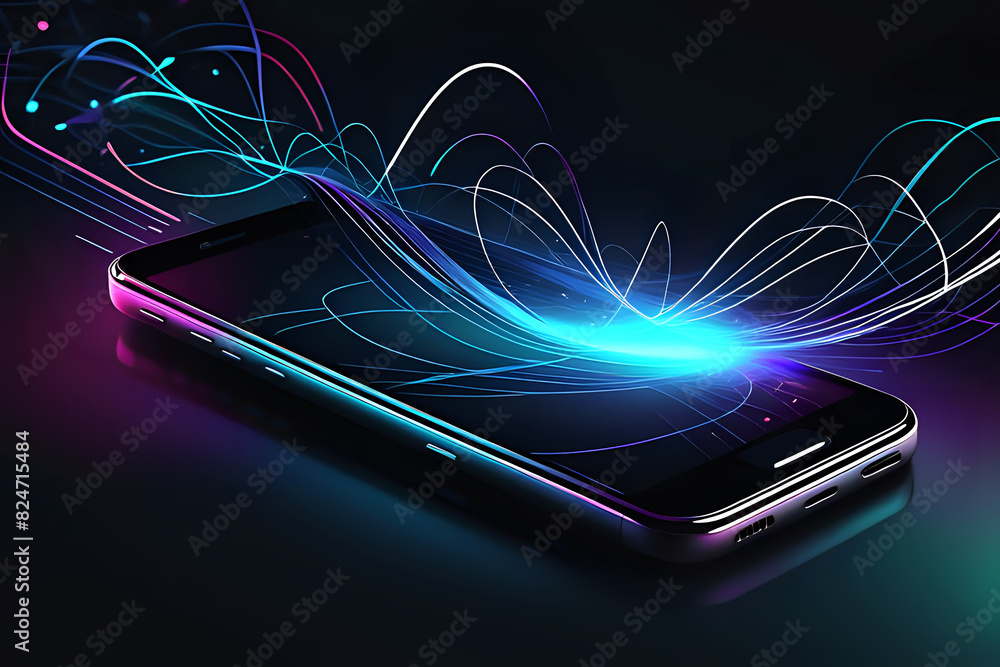 Aufkleber abstract mobile technology. wireless data network and connection technology concept. high-speed, fut