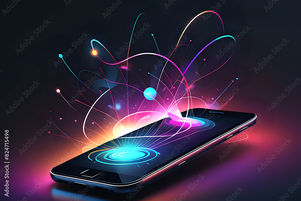 Aufkleber abstract mobile technology. wireless data network and connection technology concept. high-speed, fut