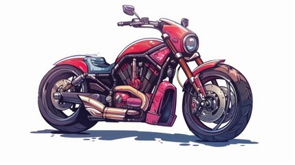 A cartoon motorcycle illustration made by hand
