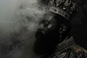 Distinguished Black king low beard. Man civil celebrate movement poster king. Generate Ai