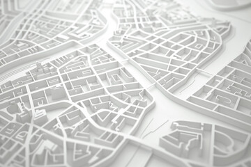 Detailed close-up view of a city map showing streets, landmarks, and locations