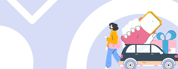 Flat vector concept operation hand drawn illustration of people taking a taxi
