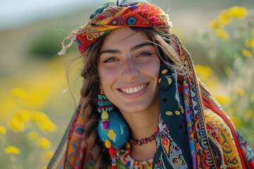 Fototapeta premium Young Russian women wearing ethnic costumes