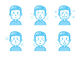 色々な表情をする男性のイラストセット