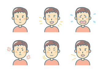 色々な表情をする男性のイラストセット