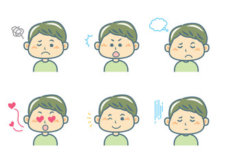 色々な表情をする男の子のイラストセット