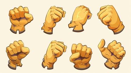 An illustration of cartoon gloved hands in different poses. Each layer is separately layered.