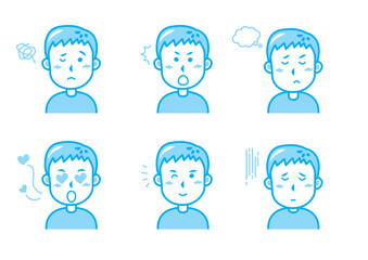 色々な表情をする男性のイラストセット