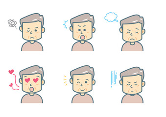 色々な表情をする男性のイラストセット