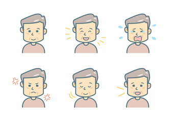 色々な表情をする男性のイラストセット