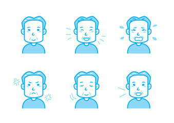 色々な表情をする男性のイラストセット