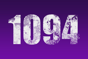 flat white grunge number of 1094 on purple background.	