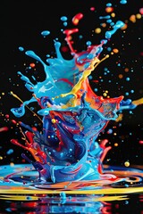 Fototapeta premium Abstract paint splashes with dynamic strokes and bold colors, forming an energetic and expressive background