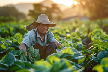 a farmer in a field of tobacco