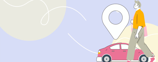 Flat vector concept operation hand drawn illustration of people taking a taxi
