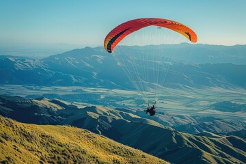 Paragliders flying in the valley