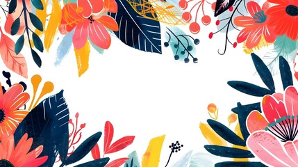 Vibrant Floral Garland Border for Employee Appreciation Day