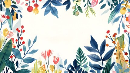 Vibrant Floral Garland Border for Employee Appreciation Day Card or Background