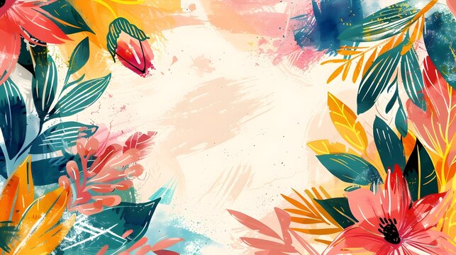 Vibrant Floral Garland Border Design for Employee Appreciation Day Backgrounds - Powered by Adobe