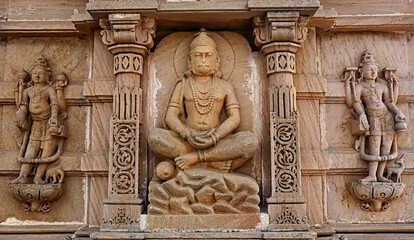 Sculpture of Lord Hanumana in Dhyan Position, Mangalay Temples, Ratlam, Madhya Pradesh India.